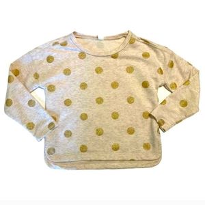 Old Navy Oatmeal Gold Metallic Polka Dot Long Sleeve T-Shirt Girls Size M
